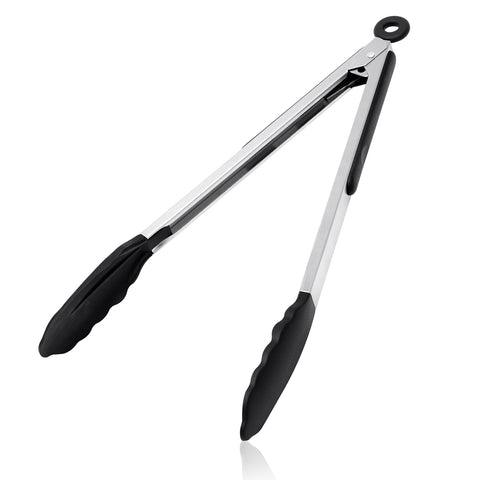 WANGYUANJI 13.4-Inch Stainless Steel Food Tongs with Silicone Tips, Locking BBQ Tongs for Cooking, Grilling, Salad, and Steak – Heat Resistant, Non-Slip Grip, Dishwasher Safe WANGYUANJI 13.4-Inch Stainless Steel Food Tongs with Silicone Tips, Locking BBQ Tongs for Cooking, Grilling, Salad, and Steak – Heat Resistant, Non-Slip Grip, Dishwasher Safe