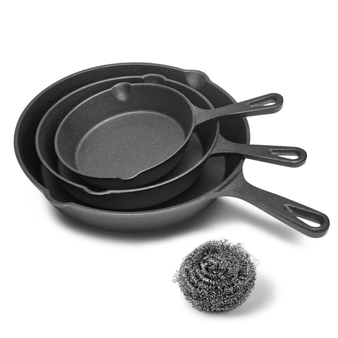 WANGYUANJI Heavy-Duty Cast Iron Skillet Set – Durable Frying Pans for Stove, Oven, Grill & Campfire, Easy to Use and Clean, Black WANGYUANJI Heavy-Duty Cast Iron Skillet Set – Durable Frying Pans for Stove, Oven, Grill & Campfire, Easy to Use and Clean, Black