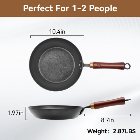 WANGYUANJI 10.2-Inch Hand-Hammered Wrought Iron Frying Pan, Traditional Chinese Skillet, Non-Coated Flat Pan for Gas & Induction Stove WANGYUANJI 10.2-Inch Hand-Hammered Wrought Iron Frying Pan, Traditional Chinese Skillet, Non-Coated Flat Pan for Gas & Induction Stove
