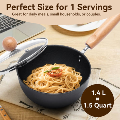 WANGYUANJI 7.1 Inch Hammered Cast Iron Saucepan with Glass Lid, Removable Beechwood Handle, Small Milk Pot for Boiling, Simmering, Heating – Non-Coated, Stovetop Compatible WANGYUANJI 7.1 Inch Hammered Cast Iron Saucepan with Glass Lid, Removable Beechwood Handle, Small Milk Pot for Boiling, Simmering, Heating – Non-Coated, Stovetop Compatible
