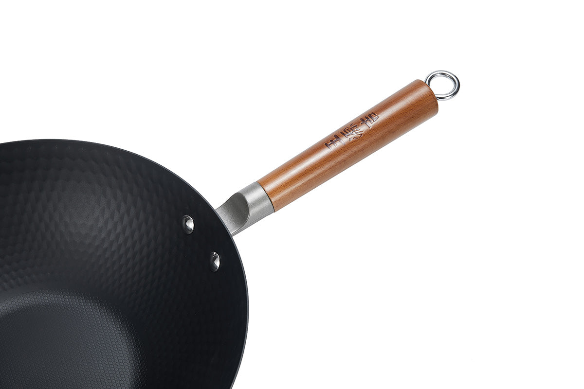 WANGYUANJI Lightweight Carbon Steel Wok Pan 12" with Lid - WANGYUANJI WANGYUANJI Lightweight Carbon Steel Wok Pan 12" with Lid - WANGYUANJI