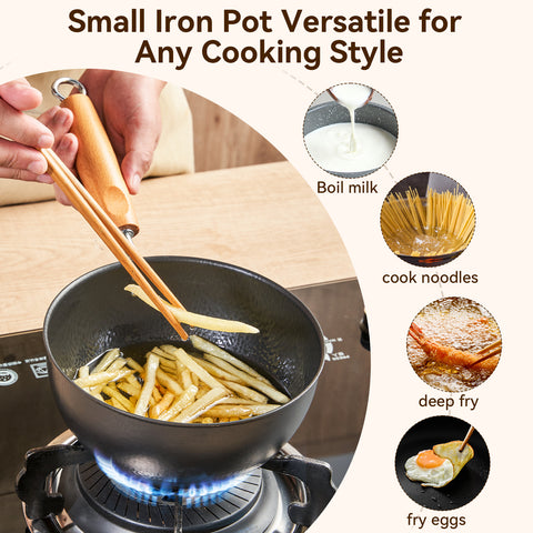 WANGYUANJI 7.1 Inch Hammered Cast Iron Saucepan with Glass Lid, Removable Beechwood Handle, Small Milk Pot for Boiling, Simmering, Heating – Non-Coated, Stovetop Compatible WANGYUANJI 7.1 Inch Hammered Cast Iron Saucepan with Glass Lid, Removable Beechwood Handle, Small Milk Pot for Boiling, Simmering, Heating – Non-Coated, Stovetop Compatible