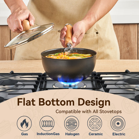 WANGYUANJI 7.1 Inch Hammered Cast Iron Saucepan with Glass Lid, Removable Beechwood Handle, Small Milk Pot for Boiling, Simmering, Heating – Non-Coated, Stovetop Compatible WANGYUANJI 7.1 Inch Hammered Cast Iron Saucepan with Glass Lid, Removable Beechwood Handle, Small Milk Pot for Boiling, Simmering, Heating – Non-Coated, Stovetop Compatible