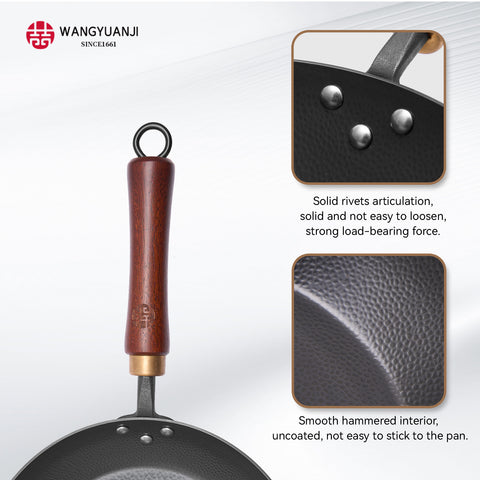 WANGYUANJI 10.2-Inch Hand-Hammered Wrought Iron Frying Pan, Traditional Chinese Skillet, Non-Coated Flat Pan for Gas & Induction Stove WANGYUANJI 10.2-Inch Hand-Hammered Wrought Iron Frying Pan, Traditional Chinese Skillet, Non-Coated Flat Pan for Gas & Induction Stove