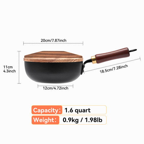 WANGYUANJI 8 Inch Hammered Iron Stir Fry Pan for 1–2 Servings, Removable Beechwood Handle, Traditional Small Wok for Searing, Sautéing, Stir-Frying – Non-Coated, Stovetop Compatible WANGYUANJI 8 Inch Hammered Iron Stir Fry Pan for 1–2 Servings, Removable Beechwood Handle, Traditional Small Wok for Searing, Sautéing, Stir-Frying – Non-Coated, Stovetop Compatible
