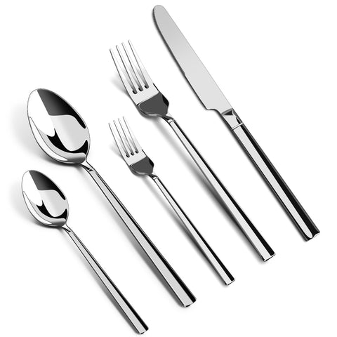 WANGYUANJI 5-Piece Heavy-Duty Stainless Steel Flatware Set with Knife, Fork & Spoon WANGYUANJI 5-Piece Heavy-Duty Stainless Steel Flatware Set with Knife, Fork & Spoon