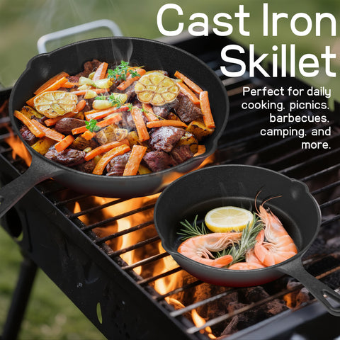 WANGYUANJI Heavy-Duty Cast Iron Skillet Set – Durable Frying Pans for Stove, Oven, Grill & Campfire, Easy to Use and Clean, Black WANGYUANJI Heavy-Duty Cast Iron Skillet Set – Durable Frying Pans for Stove, Oven, Grill & Campfire, Easy to Use and Clean, Black