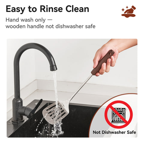 WANGYUANJI 4-Piece Stainless Steel Kitchen Utensil Set with Wooden Handle, Cooking Spoon, Slotted Turner, Skimmer, Stir Fry Spatula, Safe for Nonstick Cookware WANGYUANJI 4-Piece Stainless Steel Kitchen Utensil Set with Wooden Handle, Cooking Spoon, Slotted Turner, Skimmer, Stir Fry Spatula, Safe for Nonstick Cookware