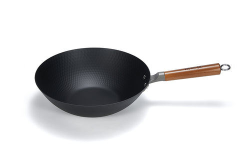 WANGYUANJI Lightweight Carbon Steel Wok Pan 12" with Lid - WANGYUANJI WANGYUANJI Lightweight Carbon Steel Wok Pan 12" with Lid - WANGYUANJI