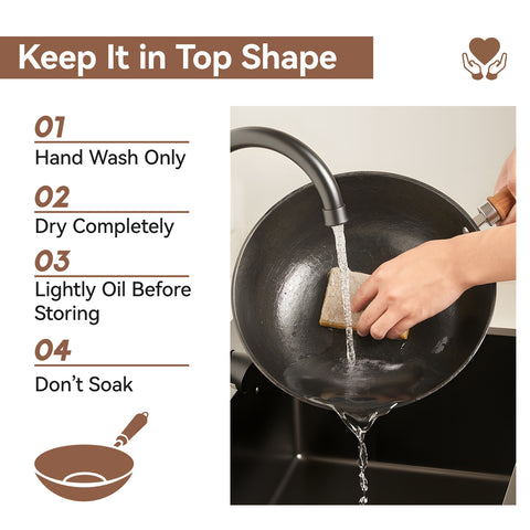 WANGYUANJI 9.5 Inch Cast Iron Wok with Glass Lid – Small Flat Bottom Stir Fry Pan with Wooden Handle, Non-Coated Cookware for Gas & Open Flame WANGYUANJI 9.5 Inch Cast Iron Wok with Glass Lid – Small Flat Bottom Stir Fry Pan with Wooden Handle, Non-Coated Cookware for Gas & Open Flame