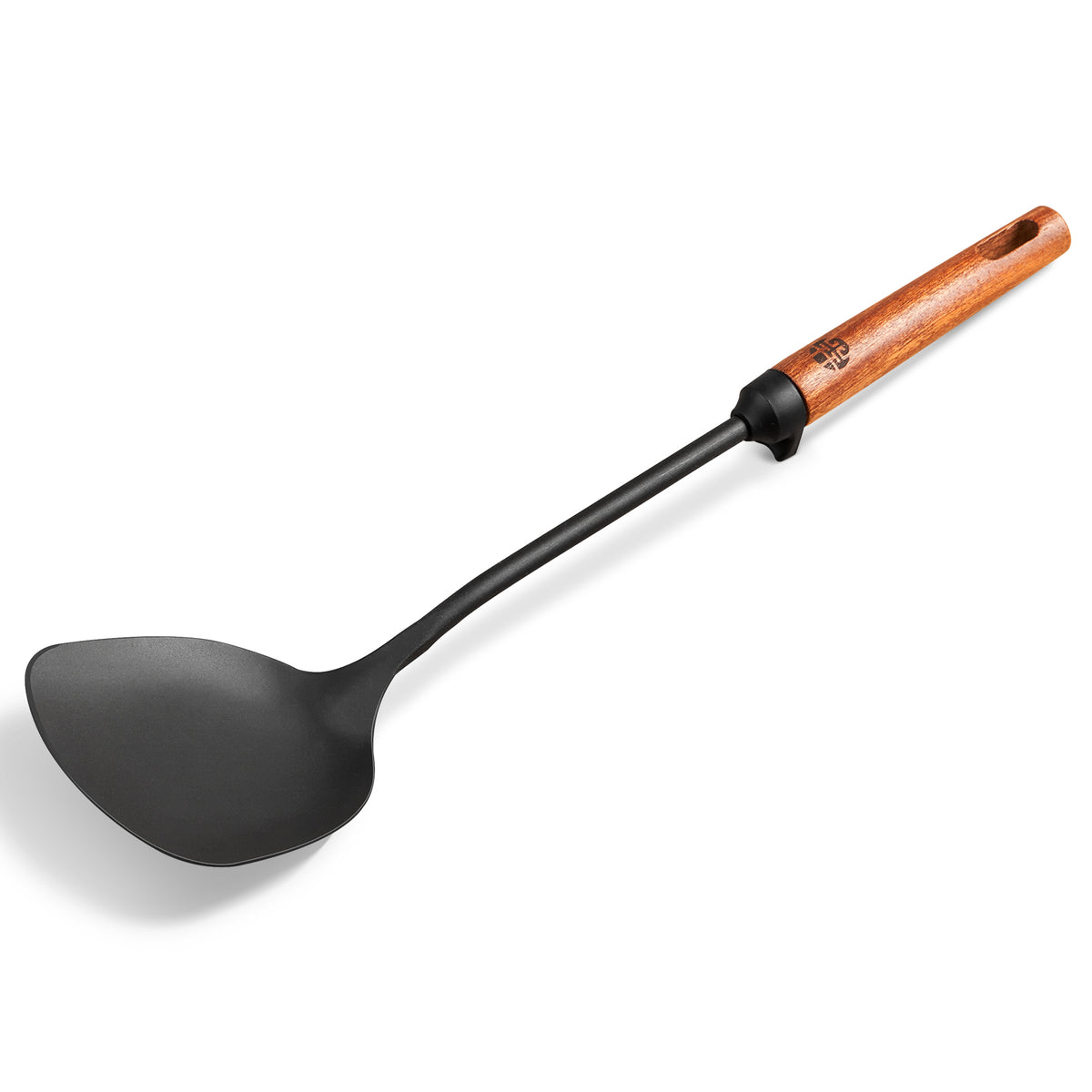 WANGYUANJI 15.2" Chinese Iron Wok Spatula – Traditional Carbon Steel Spatula with Wooden Handle for Stir-Fry Cooking, Coatless Healthy Design