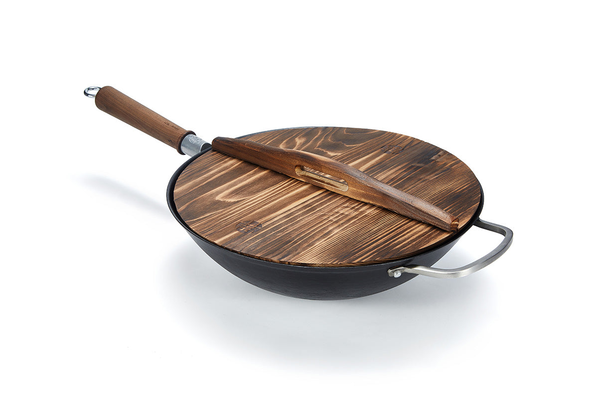 WANGYUANJI Cast Iron Wok Pan With 304 Stainless Steel Side Handle - WANGYUANJI