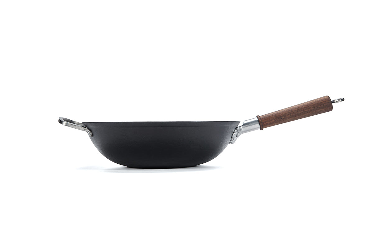 WANGYUANJI Cast Iron Wok Pan With 304 Stainless Steel Side Handle - WANGYUANJI