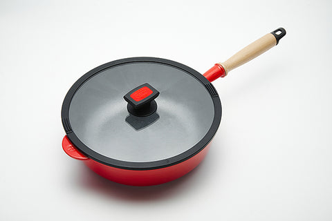 WANGYUANJI Enameled Cast Iron Wok with Cover - WANGYUANJI