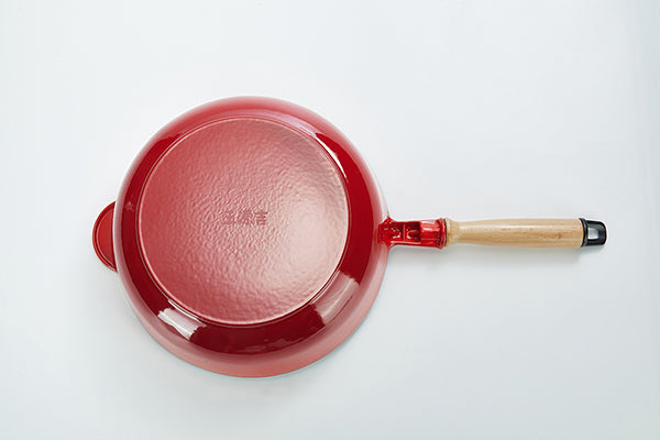 WANGYUANJI Enameled Cast Iron Wok with Cover - WANGYUANJI