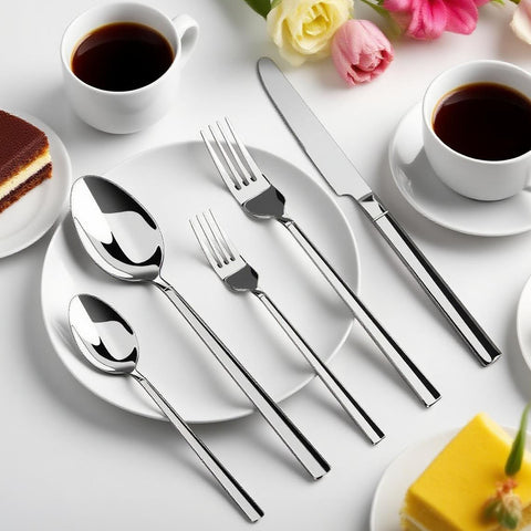 WANGYUANJI 5-Piece Heavy-Duty Stainless Steel Flatware Set with Knife, Fork & Spoon