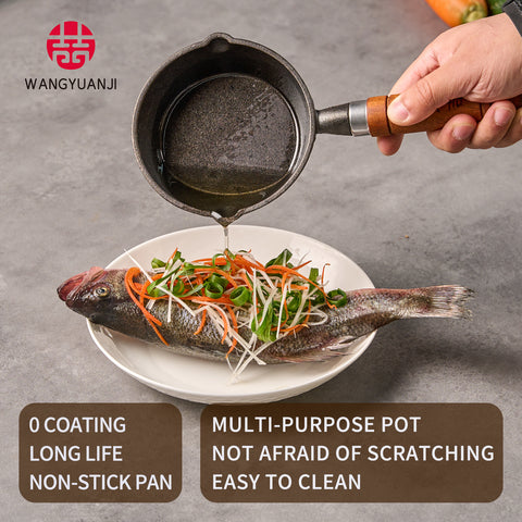 WANGYUANJI 5.11-Inch Cast Iron Sauce Pan - Mini Frying Pan & 9oz Melting Pot for Heating Milk, Oil, Butter, and Chocolate