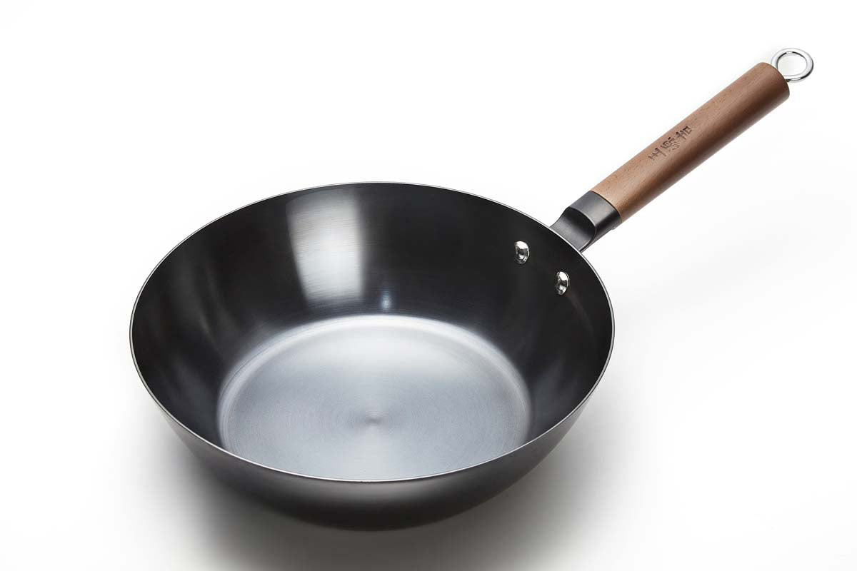 WANGYUANJI Large Flat Bottom Carbon Steel Wok 11.8" - WANGYUANJI