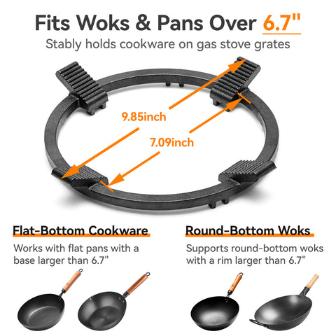 WANGYUANJI Cast Iron Wok Support Ring, 8.3" Round Stove Stand