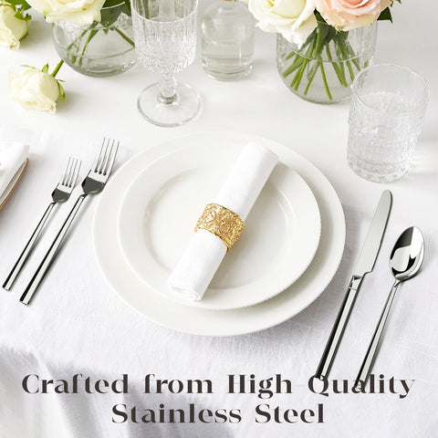 WANGYUANJI 20-Piece Stainless Steel Flatware Set for 4 — 4 Knives, 4 Dinner Forks, 4 Salad Forks, 4 Spoons & 4 Teaspoons, Mirror-Finish, Dishwasher Safe