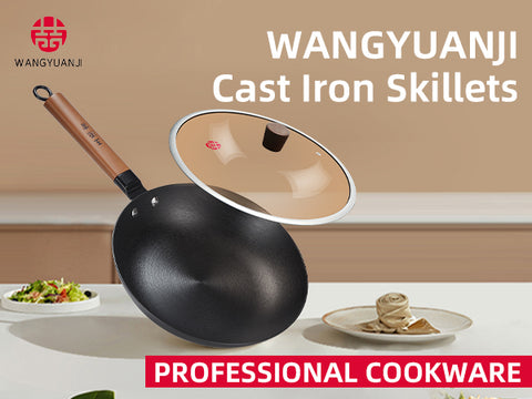 10.2" Lightweight Cast Iron Skillet,Plant Oil Pre-treated Non-stick Frying Pan with Detachable Wooden Handle,Non-toxic,Dishwasher Oven Safe (500°F)