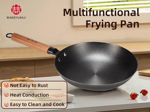 10.2" Lightweight Cast Iron Skillet,Plant Oil Pre-treated Non-stick Frying Pan with Detachable Wooden Handle,Non-toxic,Dishwasher Oven Safe (500°F)