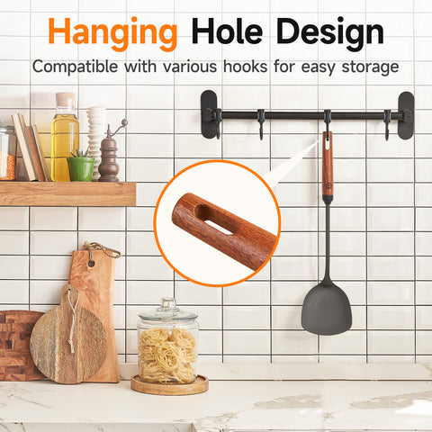 WANGYUANJI 15.2" Chinese Iron Wok Spatula – Traditional Carbon Steel Spatula with Wooden Handle for Stir-Fry Cooking, Coatless Healthy Design