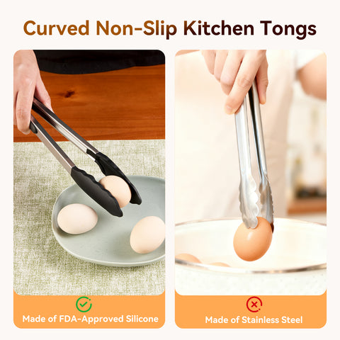 WANGYUANJI 13.4-Inch Stainless Steel Food Tongs with Silicone Tips, Locking BBQ Tongs for Cooking, Grilling, Salad, and Steak – Heat Resistant, Non-Slip Grip, Dishwasher Safe