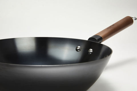 WANGYUANJI Large Flat Bottom Carbon Steel Wok 11.8" - WANGYUANJI