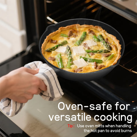 WANGYUANJI Heavy-Duty Cast Iron Skillet Set – Durable Frying Pans for Stove, Oven, Grill & Campfire, Easy to Use and Clean, Black