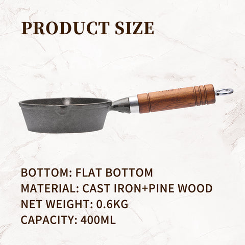 WANGYUANJI 5.11-Inch Cast Iron Sauce Pan - Mini Frying Pan & 9oz Melting Pot for Heating Milk, Oil, Butter, and Chocolate